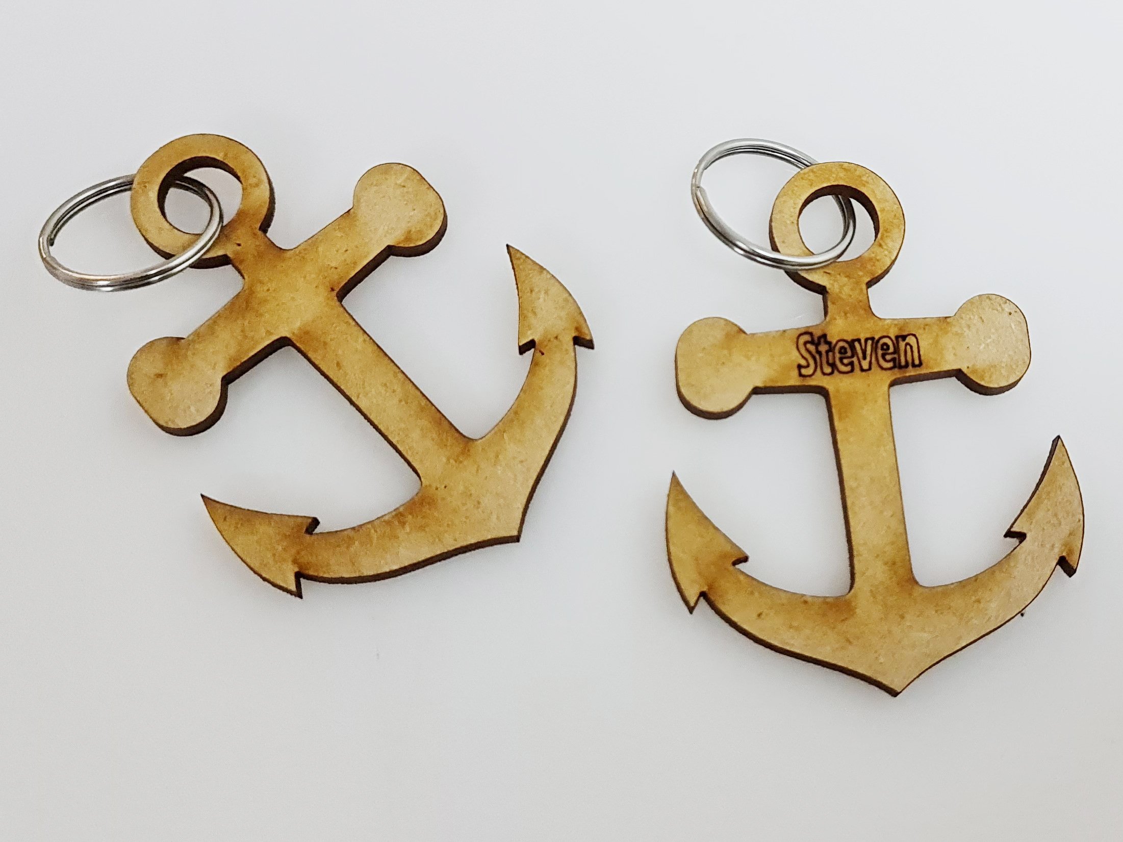 Wooden MDF Personalised Anchor Keyring - Image 3