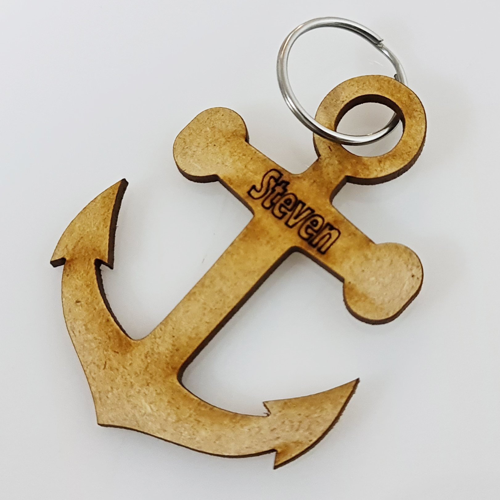 Wooden MDF Personalised Anchor Keyring - Image 2