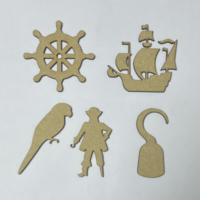 Wooden MDF Assorted Pirate Craft Shape Embellishments