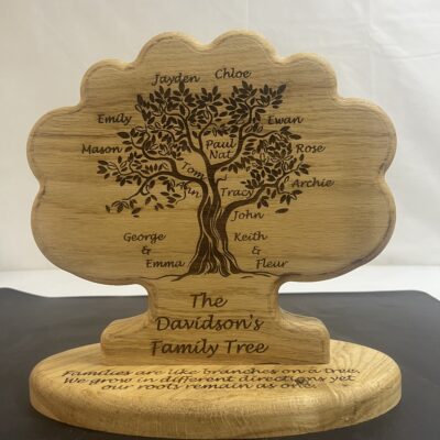 Personalised Solid Oak Family Tree Decoration