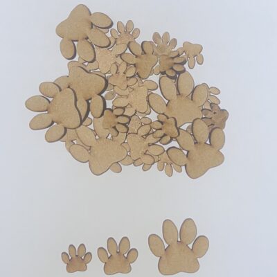 Wooden MDF Dog Cat Paw Print Craft Shape Paw Embellishments