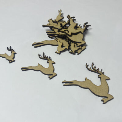 Wooden MDF Leaping Santa's Reindeer Christmas Craft Blank Embellishments