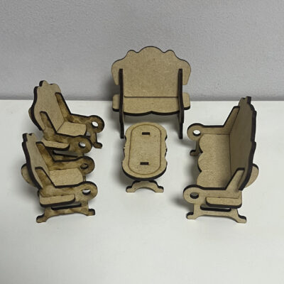 Wooden Dollhouse Furniture Living Room Set