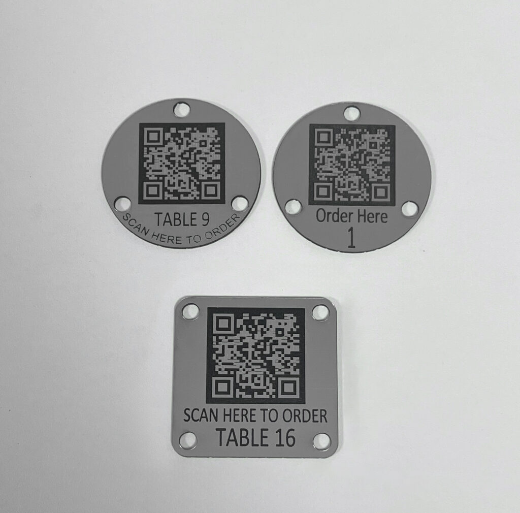 Steel Effect QR Code Table Numbers